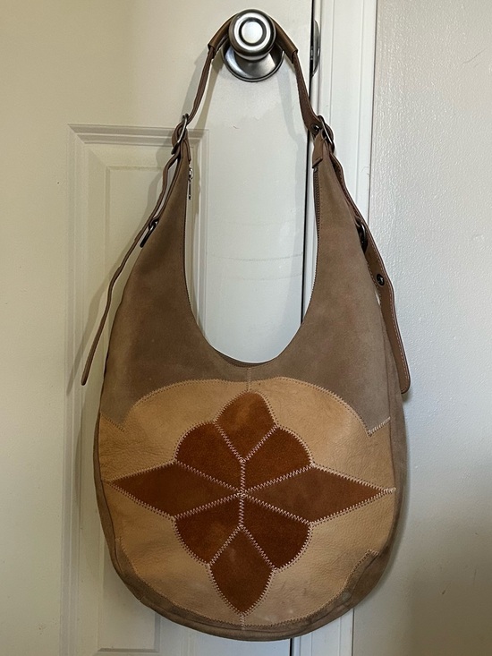 Lucky Brand Handbags - RARE Vintage Lucky Brand Patchwork Hobo Shoulder OR Crossbody Leather & Suede